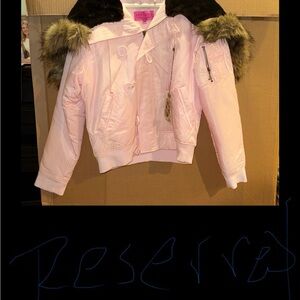 Juicy Couture Pink Puffer Jacket with Faux Fur Trim new with tags